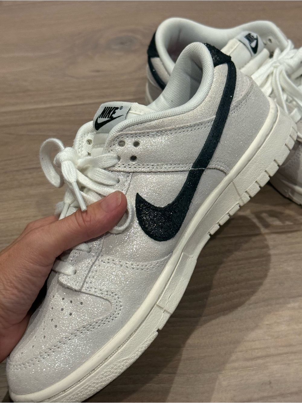 Women’s Nike White Shimmer Dunk - Picture 8 of 8